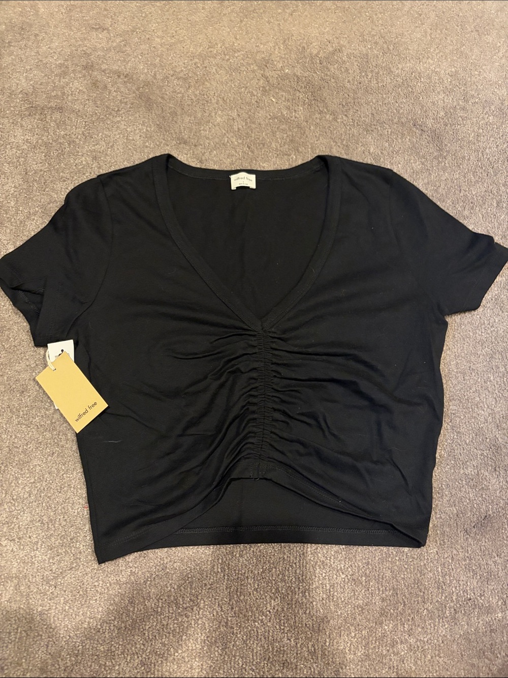 Wilfred Black Ruched V-Neck Crop Top